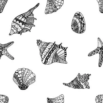 Seashell seamless pattern Stock Illustration