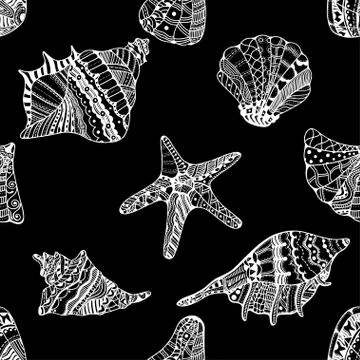 Seashell seamless pattern Stock Illustration