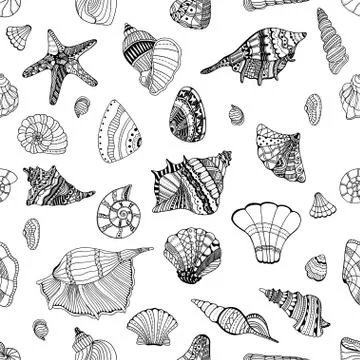 Seashell seamless pattern Stock Illustration