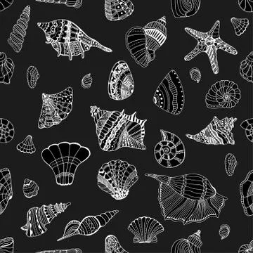 Seashell seamless pattern Stock Illustration
