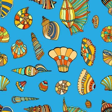 Seashell seamless pattern Illustrazione stock