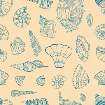 Seashell seamless pattern Illustrazione stock