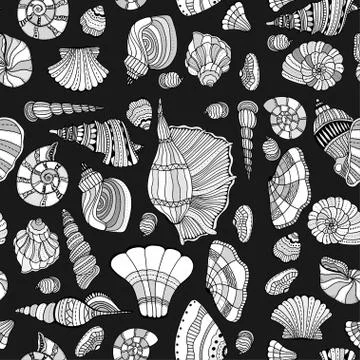 Seashell seamless pattern Stock Illustration