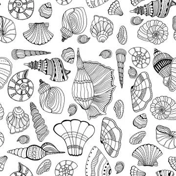Seashell seamless pattern Illustrazione stock