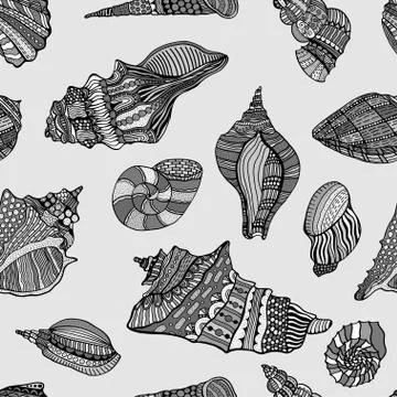 Seashell seamless pattern Illustrazione stock