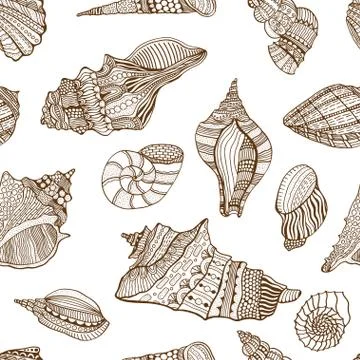 Seashell seamless pattern Illustrazione stock