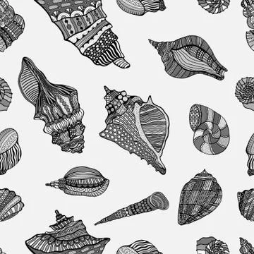 Seashell seamless pattern Illustrazione stock