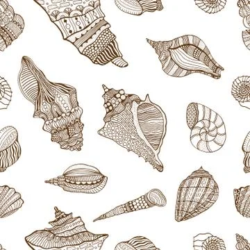 Seashell seamless pattern Stock Illustration