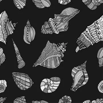 Seashell seamless pattern Stock Illustration