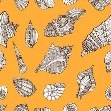 Seashell seamless pattern Stock Illustration