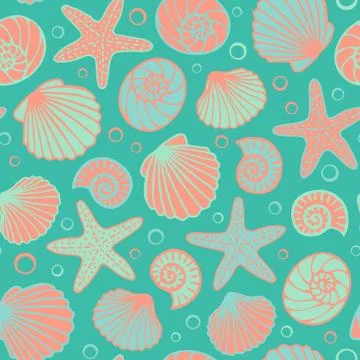 Seashell seamless pattern Stock Illustration