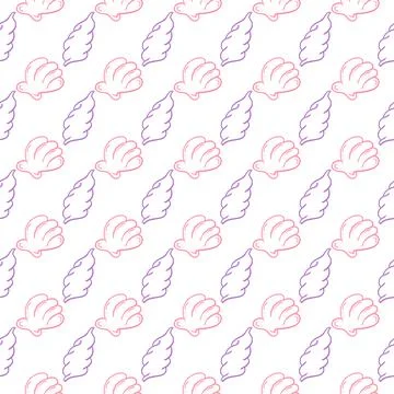 Seashell seamless pattern in pink and purple Stock Illustration