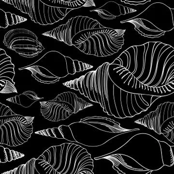 Seashell seamless pattern. Summer holiday marine background. Underwater orn.. Illustrazione stock