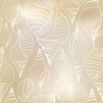 Seashell seamless pattern. Summer holiday marine background. Underwater orn.. Stock Illustration