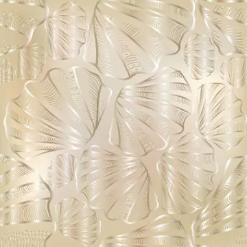 Seashell seamless pattern. Summer holiday marine background. Underwater orn.. イラスト素材