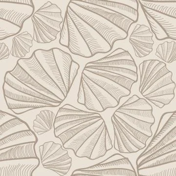 Seashell seamless pattern. Summer holiday marine background. Underwater orn.. Stock Illustration