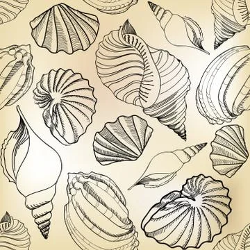 Seashell seamless pattern. Summer holiday marine background. イラスト素材