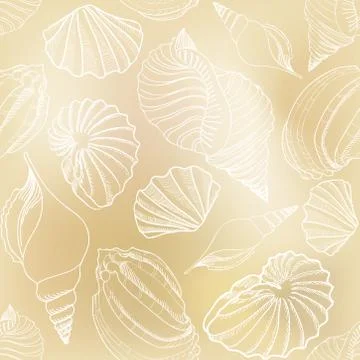 Seashell seamless pattern. Summer holiday marine background. Illustrazione stock