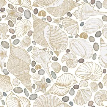 Seashell seamless pattern. Summer holiday marine background Illustrazione stock