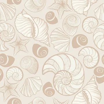 Seashell seamless pattern. Summer holiday marine background Illustrazione stock