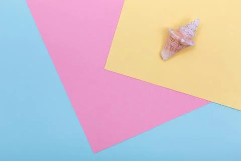 Seashell on serenity colored paper texture Foto stock
