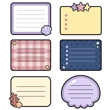 Seashell Starfish Ocean Sticky Note Bundle イラスト素材