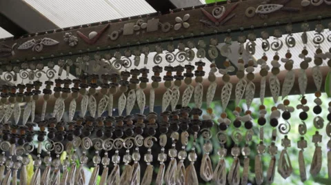 Seashells accessories hanging on the ceiling Stock Footage 63832351