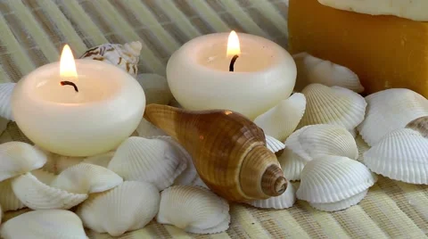 Seashells and Candles Stock Footage 59746098