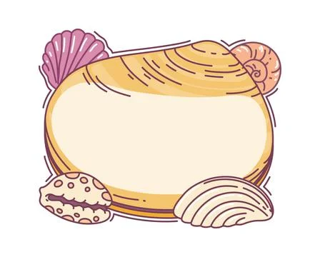 Seashells and shells frame for kids memo note Stock Illustration
