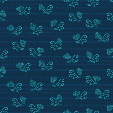 Seashells and waves seamless vector pattern 스톡 일러스트