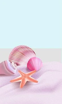 Seashells on the beach Stock Illustration
