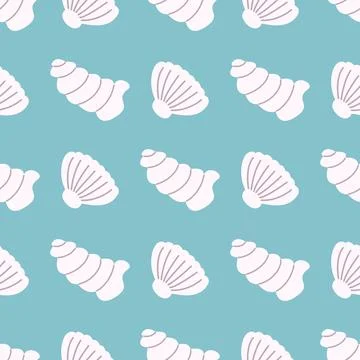 Seashells on blue water background Stock Illustration