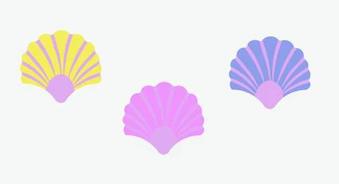 Seashells collection.Set  Vector flat cartoon illustration. Stock Illustration