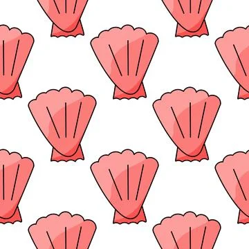 Seashells molluscs Summer Pattern Animals sea seafood Illustrazione stock