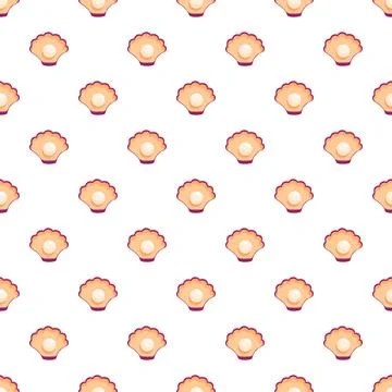 Seashells with pearls forming a repeating pattern backdrop Illustrazione stock