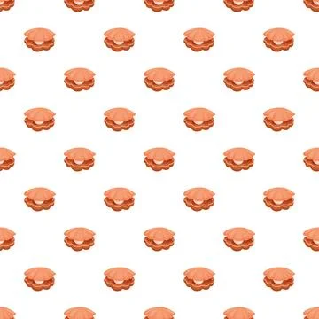 Seashells with pearls seamless pattern marine background Stock Illustration