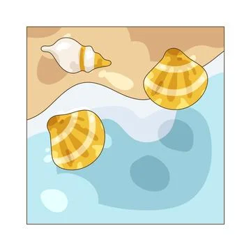 Seashells on sandy beach Stock Illustration