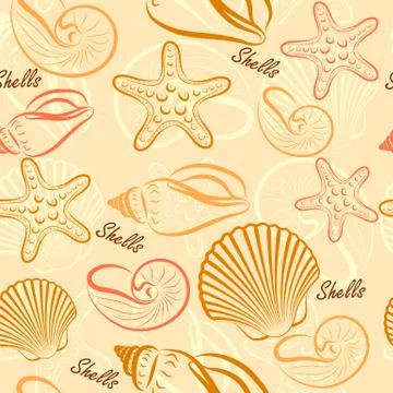 Seashells seamless Illustrazione stock