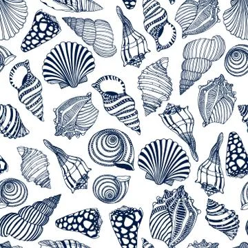Seashells seamless pattern Stock Illustration