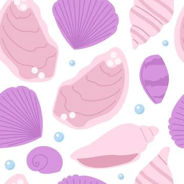 Seashells seamless pattern Ilustração Stock