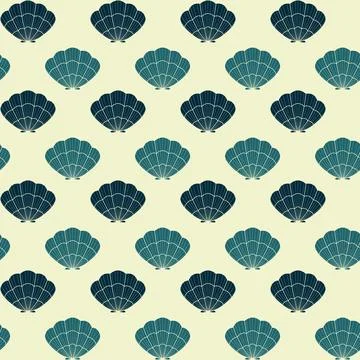 Seashells seamless pattern vector. Doodle colorful background. Sketch of mar Stock Illustration