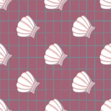 Seashells seamless pattern in vintage style. Geometric sea ocean shell endles Illustrazione stock