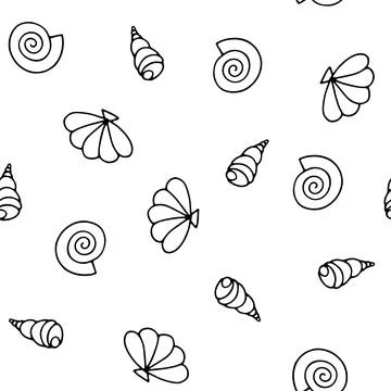 Seashells seamless vector summer pattern Illustrazione stock