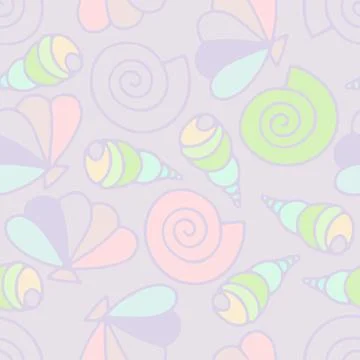 Seashells seamless vector summer pattern 스톡 일러스트