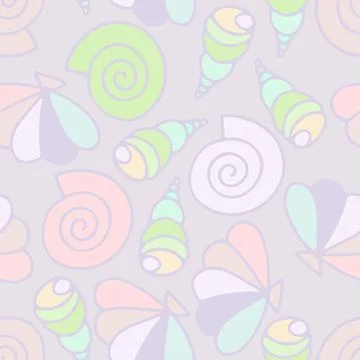 Seashells seamless vector summer pattern Stock Illustration