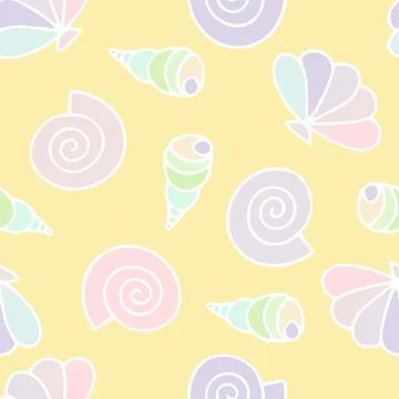 Seashells seamless vector summer pattern 스톡 일러스트