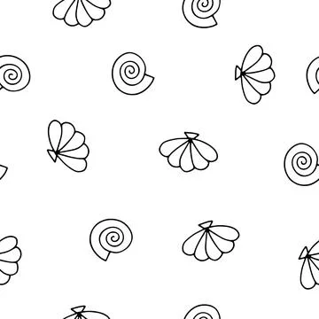 Seashells seamless vector summer pattern Illustrazione stock