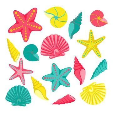 Seashells set. design for holiday greeting card and invitation of seasonal su Stock Illustration