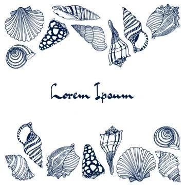 Seashells vector card Stock Illustration