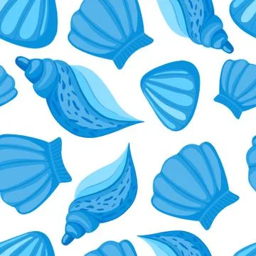 Seashells vector seamless pattern. Abstract marine wallpaper. Stock Illustration